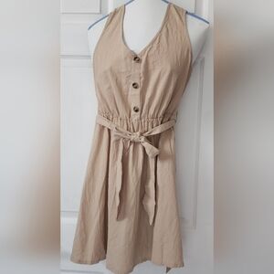 Elegant Tan Sleeveless Dress